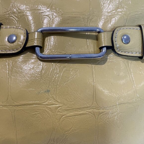 Vintage Y2K Hobo Shoulder Bag Mustard Yellow Faux Leather Croc Embossed Payless - Picture 9 of 16